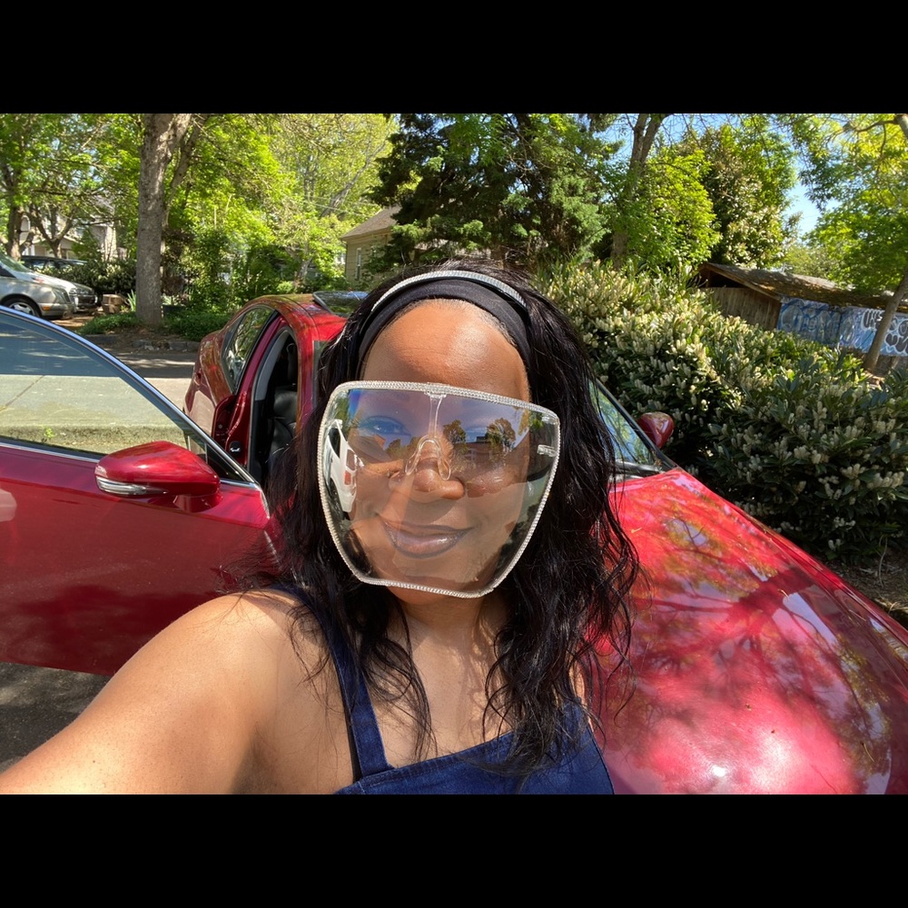 Callie’s custom face shades they are fog free.